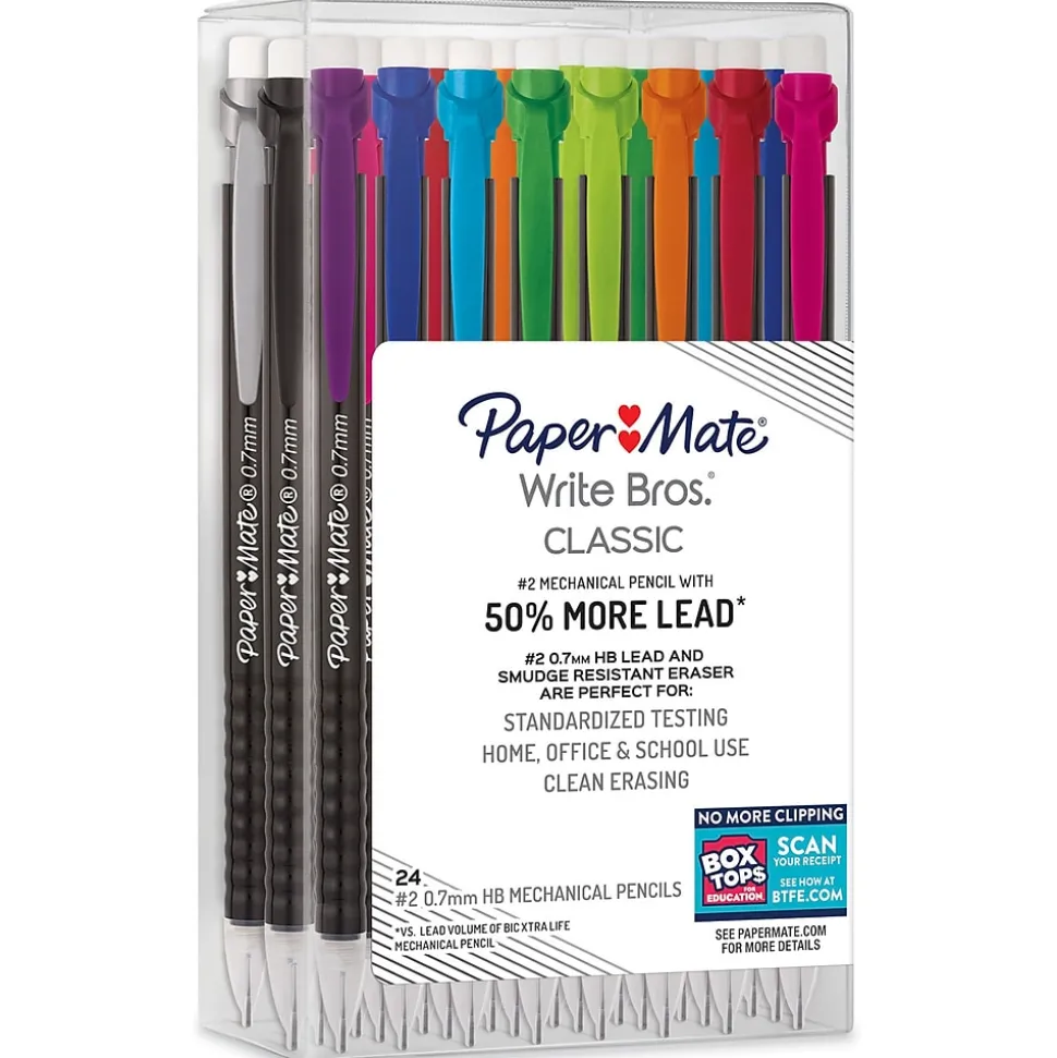 Paper Mate Write Bros. Classic Mechanical Pencil, 0.7mm, #2 Hard Lead, 2 Dozen (2096310/2171181)