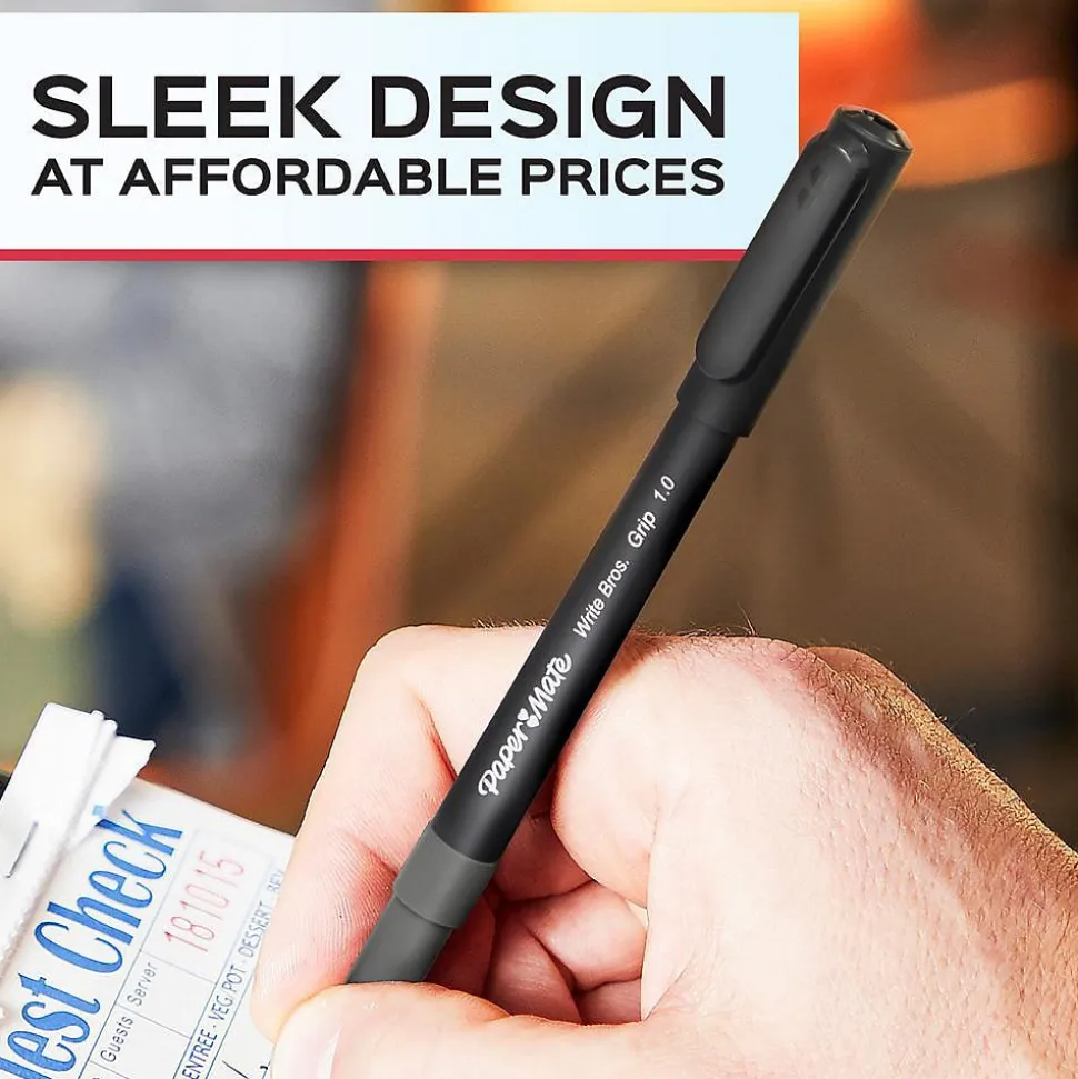 Paper Mate Write Bros. Grip Ballpoint Pen, Medium Point, Blue Ink, Dozen (8808087)