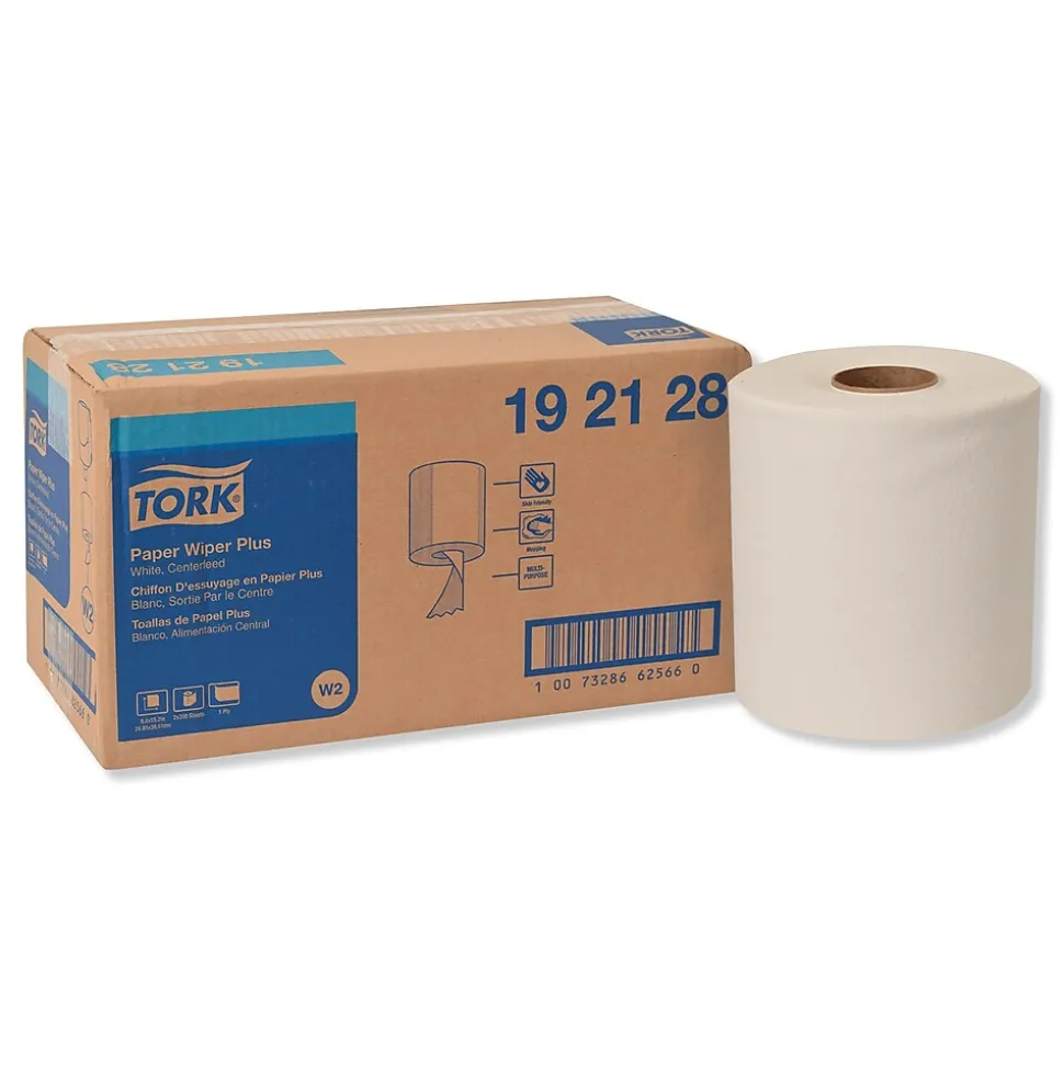 Paper Wiper Plus, 9.8 x 15.2, White, 300/Roll, 2 Rolls/Carton