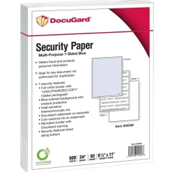 Paris DocuGard Advanced 8.5" x 11" Security Paper, 24 lbs., Blue, 500 Sheets/Ream, 2500/Carton (04546)