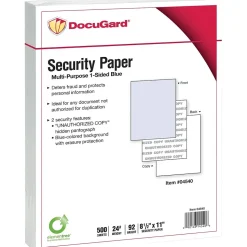 Paris DocuGard Standard 8.5" x 11" Security Paper, 24 lbs., Blue, 500 Sheets/Ream, 2500/Carton (04540)