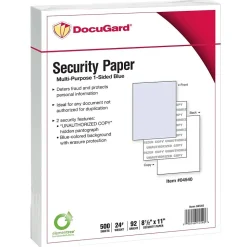 Paris DocuGard Standard 8.5" x 11" Security Paper, 24 lbs., Blue, 500 Sheets/Ream, 2500/Carton (04540)