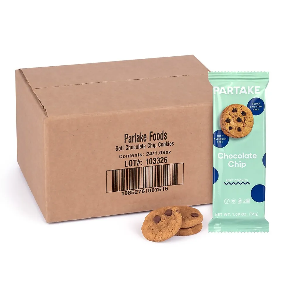 Partake Soft Chocolate Chip Cookie Snack Pack, 1.09 oz, 24/Pack (220-02418)
