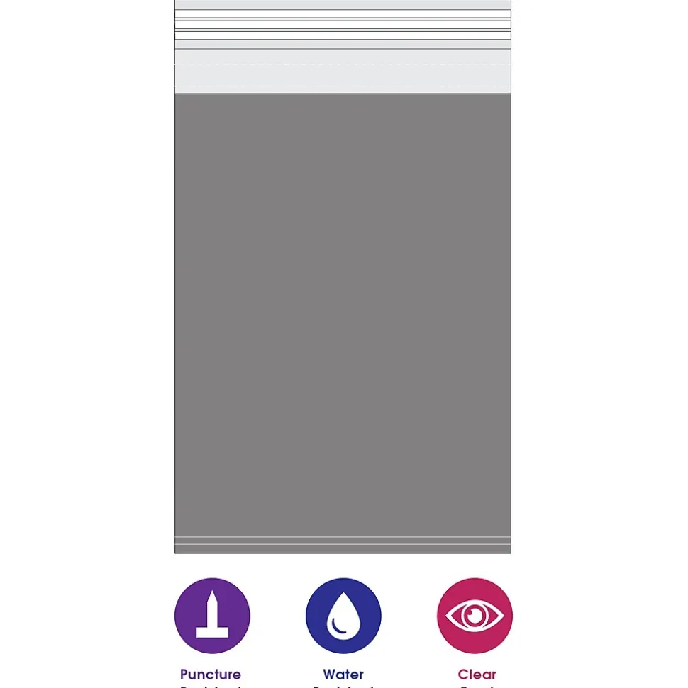 Partners Brand Clear View Poly Mailers, 9" x 12", Clear/White, 100/Case (CV912100PK)