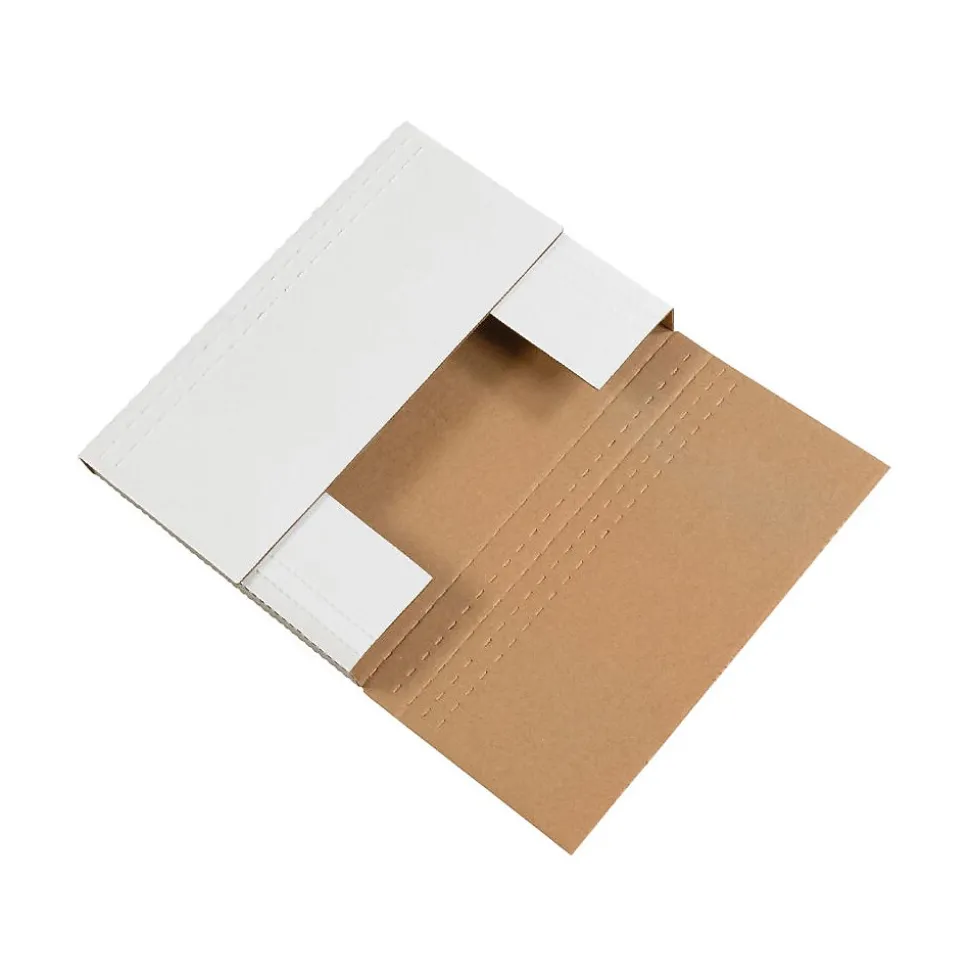 Partners Brand Easy-Fold Mailers, 9 5/8" x 6 5/8" x 2 1/2", White, 50/Bundle (M962BF)