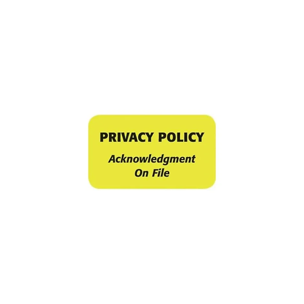 Patient Record Medical Labels, Privacy Policy, Fluorescent Chartreuse, 0.875 x 1.5 inch, 500 Labels