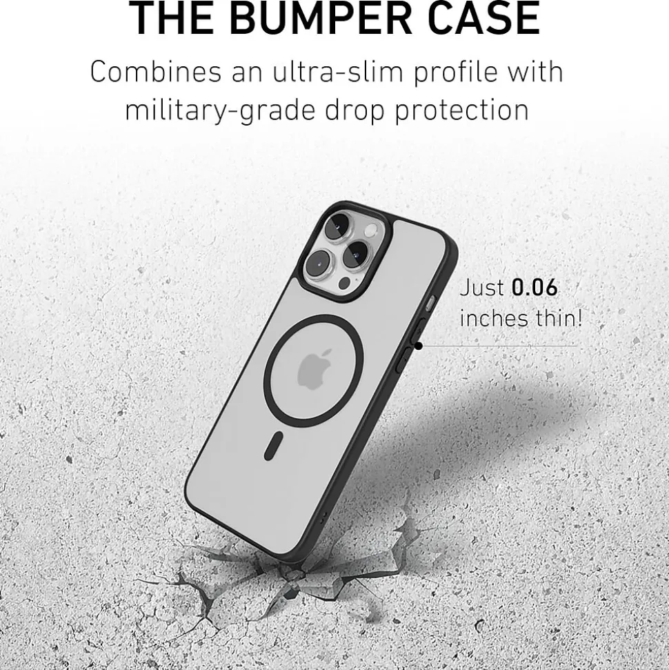 PEEL Bumper Series MagSafe Phone Case for iPhone 15 Pro Max Case, Shock Absorbing, Black (I15 PROMAX BUMPER BL)