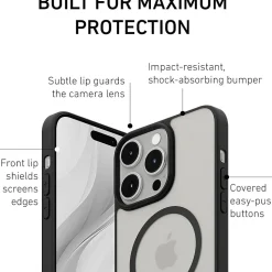 PEEL Bumper Series MagSafe Phone Case for iPhone 15 Pro Max Case, Shock Absorbing, Black (I15 PROMAX BUMPER BL)