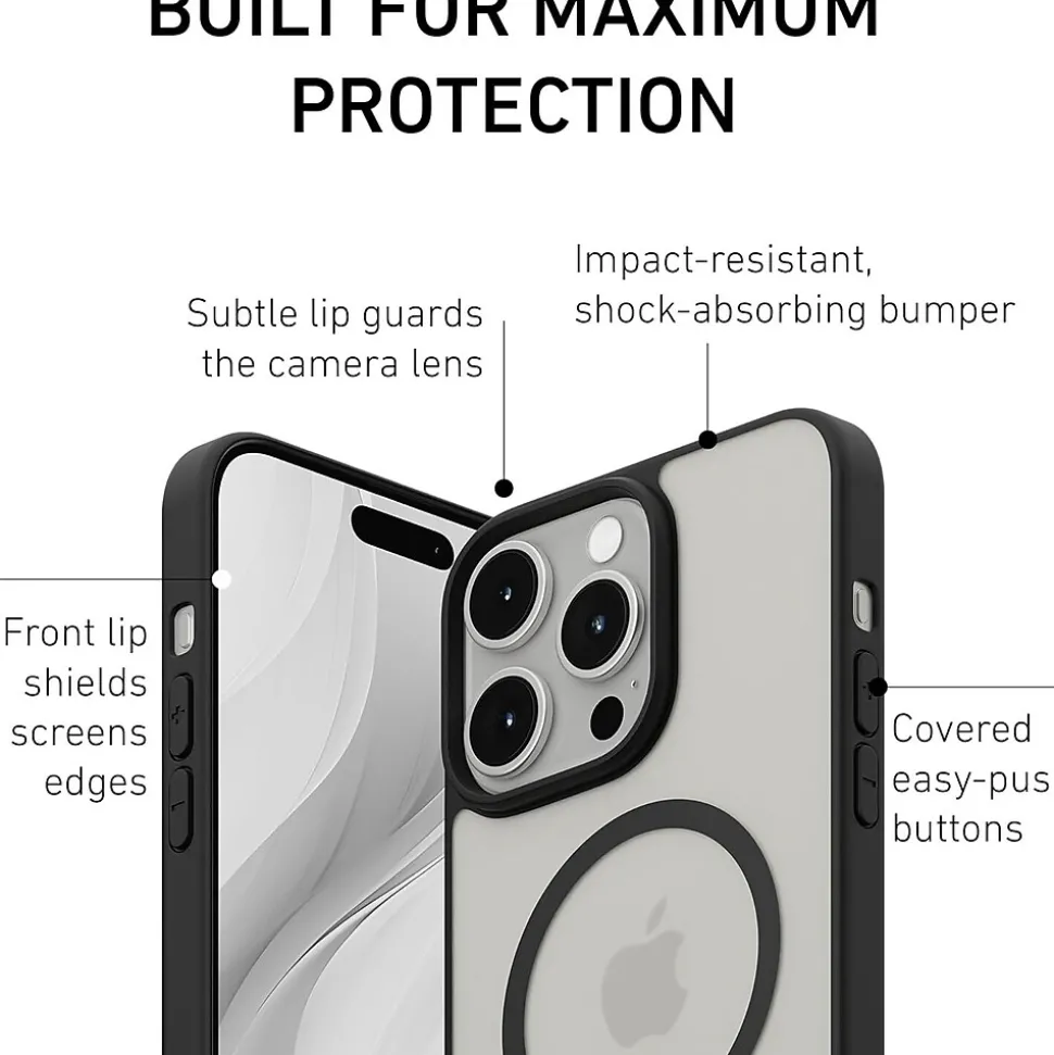 PEEL Bumper Series MagSafe Phone Case for iPhone 15 Pro Max Case, Shock Absorbing, Black (I15 PROMAX BUMPER BL)