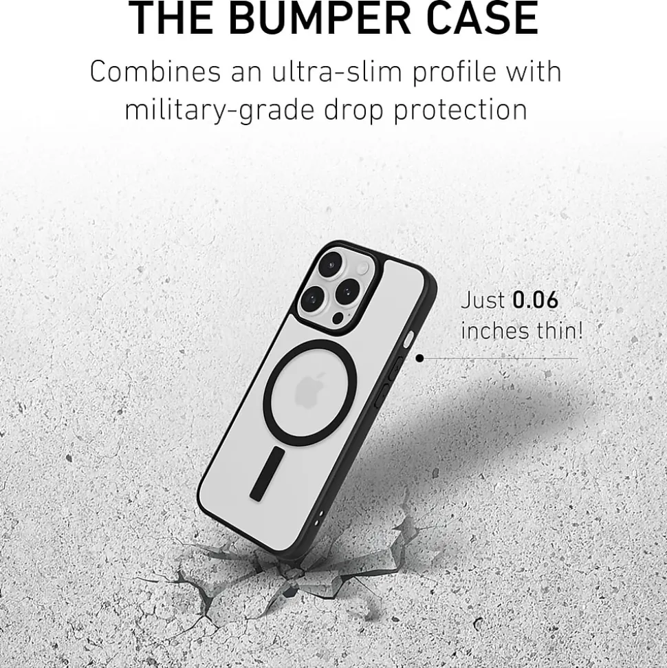 PEEL MagSafe Bumper Phone Case for iPhone 16 Pro, Shock Absorbing, Black (i16_PRO_BMP_BLK)