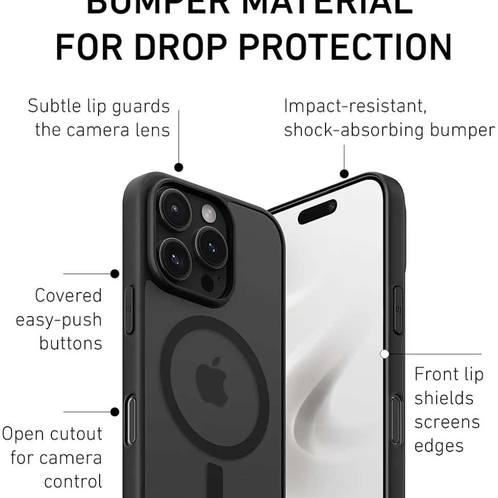 PEEL MagSafe Bumper Phone Case for iPhone 16 Pro, Shock Absorbing, Black (i16_PRO_BMP_BLK)