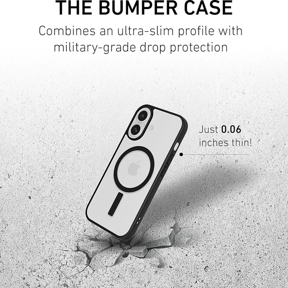 PEEL MagSafe Bumper Phone Case for iPhone 16, Shock Absorbing, Black (I16_STD_BMP_BLK)