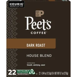 Peet's Coffee House Blend Coffee Keurig® K-Cup® Pods, Dark Roast, 22/Box (6546)