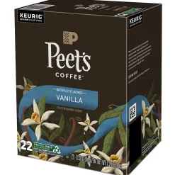 Peet's Coffee Vanilla Coffee, Keurig K-Cup Pod, Light Roast, 88/Carton (5000376697CT)
