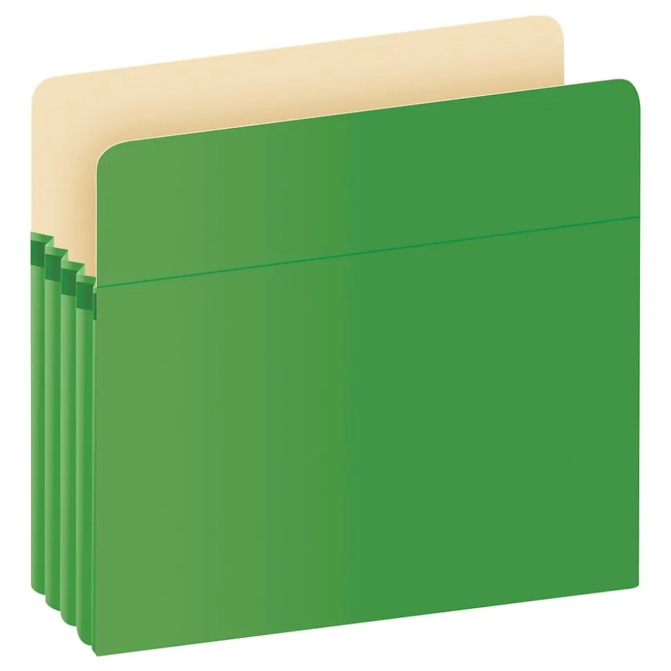 Pendaflex® Colored File Pockets, 3.5", Letter, Green (1524EGRE)