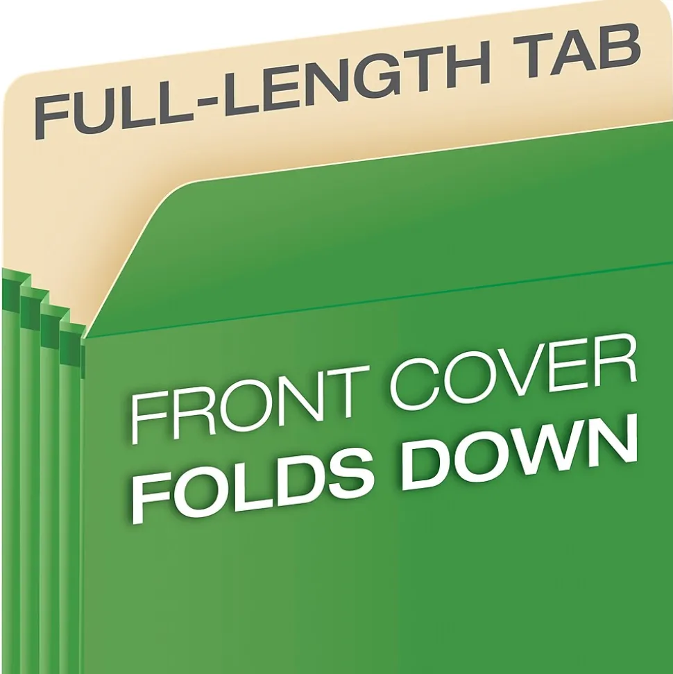 Pendaflex® Colored File Pockets, 3.5", Letter, Green (1524EGRE)