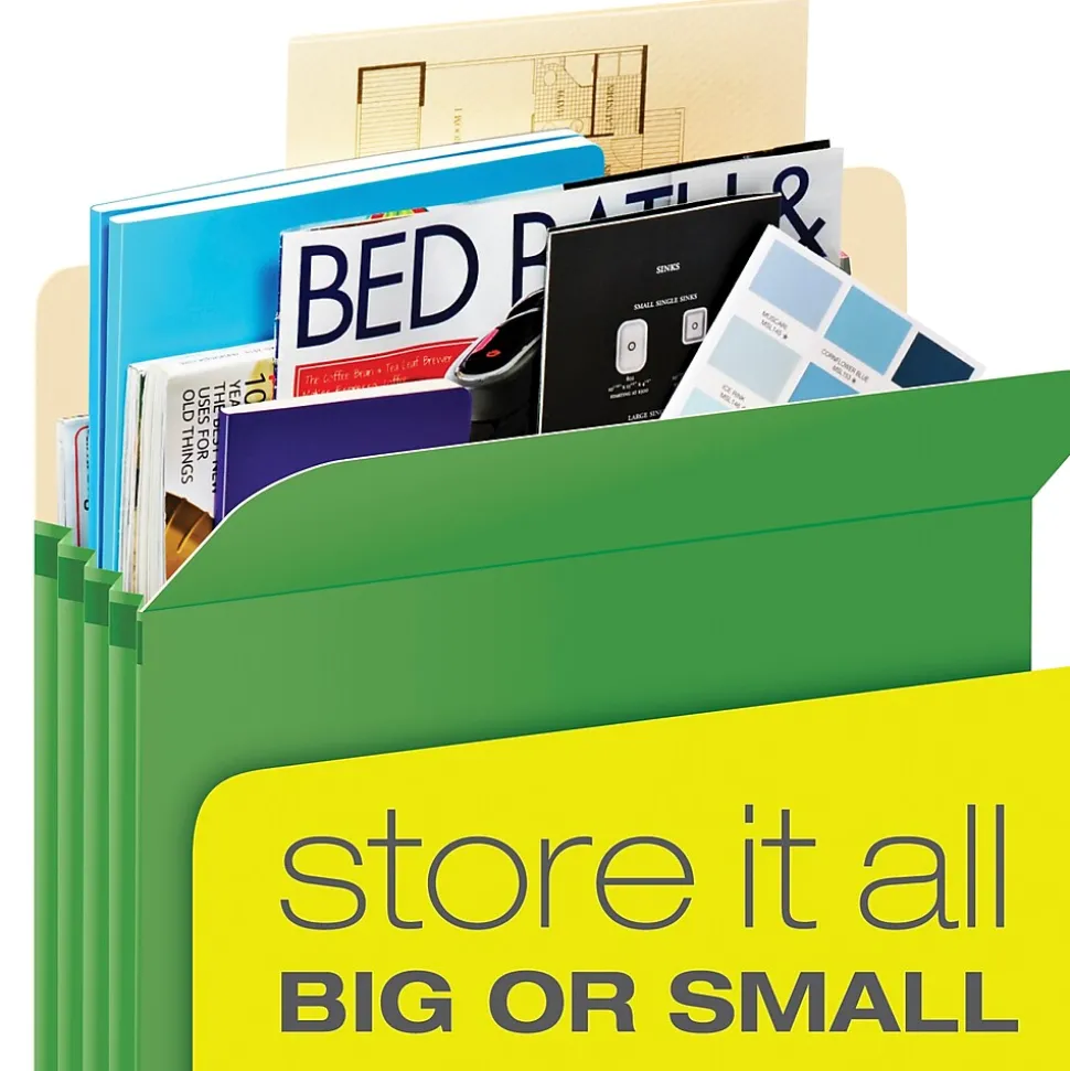 Pendaflex® Colored File Pockets, 3.5", Letter, Green (1524EGRE)