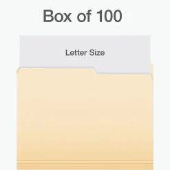 Pendaflex File Folder, 1-Tab, Letter Size, Manila, 100/Box (1007078)