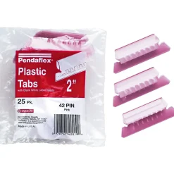 Pendaflex Hanging File Folder Tabs, 1/5 Tab, Two Inch, Pink Tab/White Insert, 25/Pack