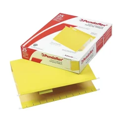 Pendaflex Hanging File Folders, 2" Expansion, Letter Size, Yellow, 25/Box (PFX 04152x2 YEL)