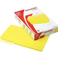 Pendaflex Interior File Folders, 1/3 Cut Top Tab, Legal, Yellow, 100/Box