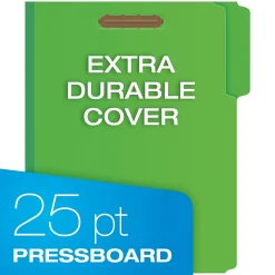 Pendaflex Pressboard Fastener Folders, 1/3-Cut Tab, Letter Size, Dark Green, 25/BX (15938GW)