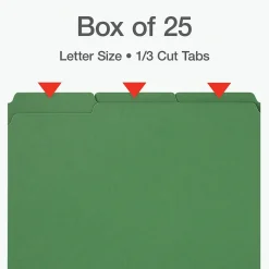 Pendaflex Recycled File Folder, 1/3-Cut Tab, Letter Size, Green, 25/Box (1007009)