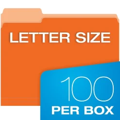 Pendaflex Recycled File Folder, 1/3-Cut Tab, Letter Size, Orange, 100/Box (42101/3ORA)