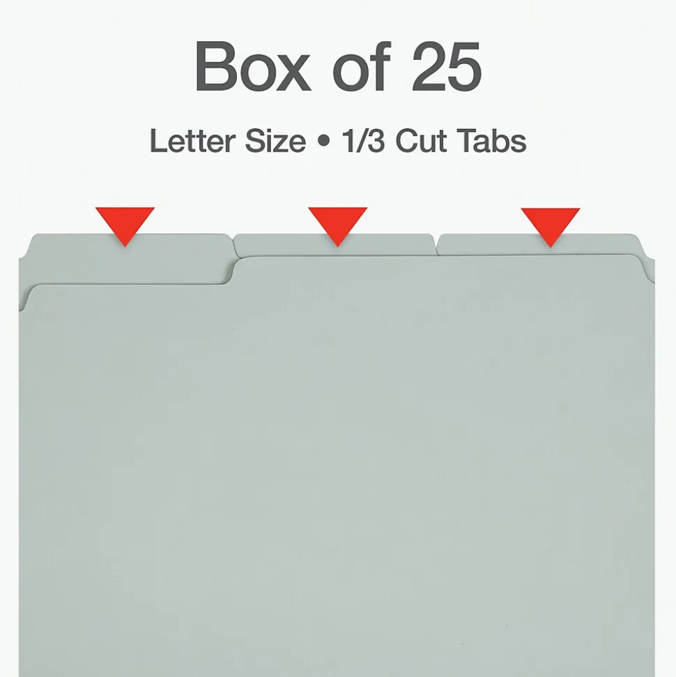 Pendaflex Recycled File Folder, 1/3 Tab, Letter Size, Light Green, 25/Box (17167)
