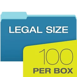 Pendaflex Recycled File Folder, 1/3-Cut Tab, Legal Size, Blue, 100/Box (43501/3BLU)