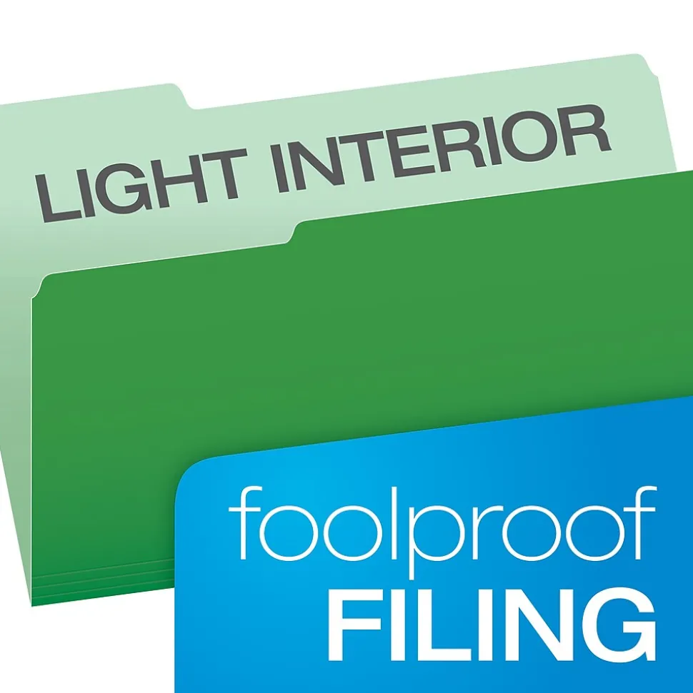 Pendaflex Recycled File Folder, 1/3-Cut Tab, Legal Size, Green, 100/Box (43501/3BGR)