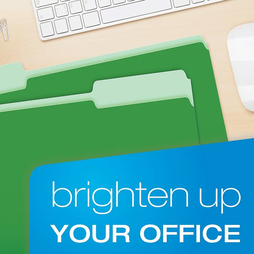 Pendaflex Recycled File Folder, 1/3-Cut Tab, Legal Size, Green, 100/Box (43501/3BGR)