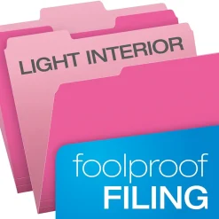 Pendaflex Recycled File Folder, 1/3-Cut Tab, Letter Size, Pink, 100/Box (42101/3PIN)