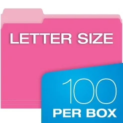 Pendaflex Recycled File Folder, 1/3-Cut Tab, Letter Size, Pink, 100/Box (42101/3PIN)