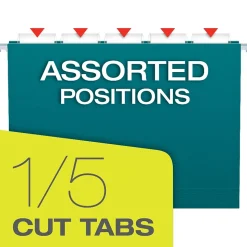 Pendaflex Recycled Hanging File Folders, 1/5 Tab, Letter Size, Teal, 25/Box (81614)