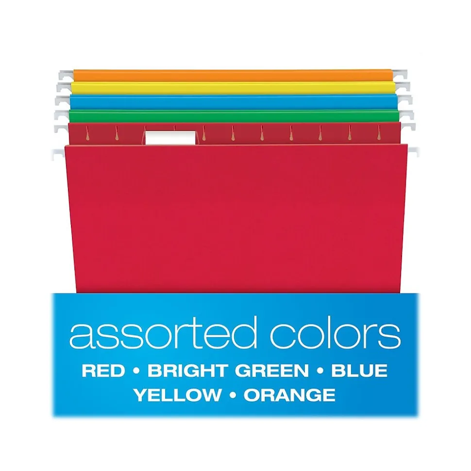 Pendaflex Recycled Hanging File Folders, 1/5-Cut, Letter Size, Assorted Colors, 25/Box (PFX 81663)