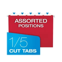 Pendaflex Recycled Hanging File Folders, 1/5-Cut, Letter Size, Assorted Colors, 25/Box (PFX 81663)