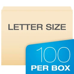 Pendaflex Reinforced Top File Folders, Letter Size, Manila, 100/Box (R752)