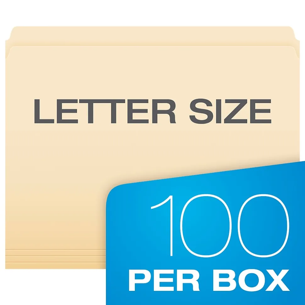 Pendaflex Reinforced Top File Folders, Letter Size, Manila, 100/Box (R752)