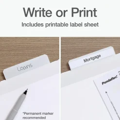 Pendaflex Standard Reinforced Hanging File Folder, 6-Tab, Letter, White, 20/Box (1006985)