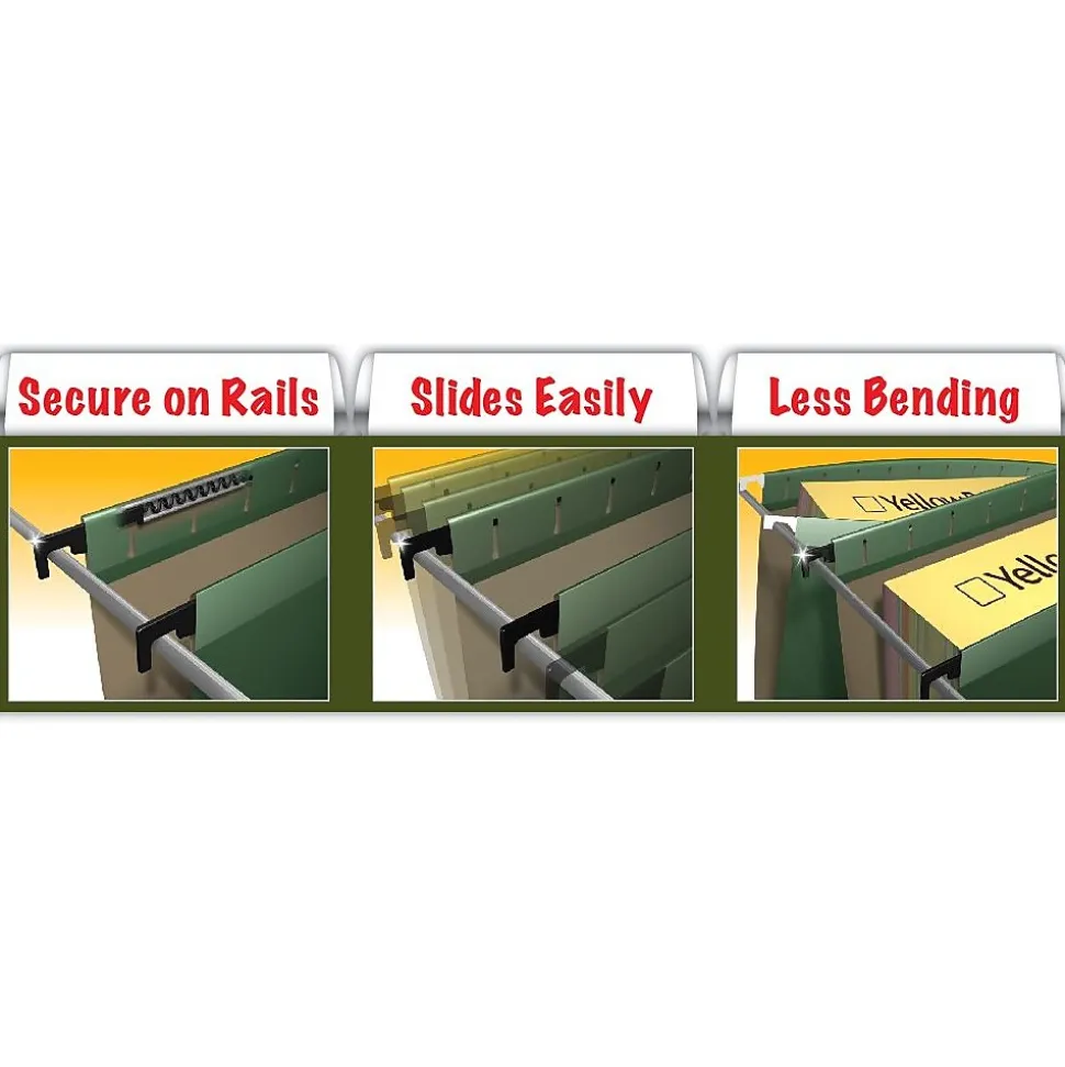 Pendaflex SureHook Reinforced Hanging File Folders, 5-Tab, Letter Size, Yellow, 20/Box (PFX 6152 1/5 YEL)