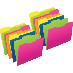 Pendaflex Twisted Glow File Folders, 1-Tab, Letter Size, Assorted Colors, 12/Pack, 2 Packs/Bundle (PFX40526-2)