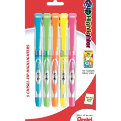 Pentel 24/7™ Highlighter, Chisel Tip, Assorted Barrel, Assorted Ink, 5/Pack