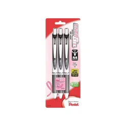 Pentel EnerGel Deluxe RTX Retractable Gel Pens, Medium Point, Black Ink, 3 Pack (BL77ABP3A-BC)