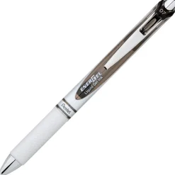 Pentel EnerGel Pearl Retractable Gel-Ink Pens, Medium Point, Black Accent Barrel, Black, 3/Pack