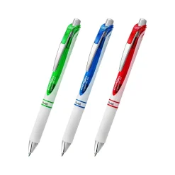 Pentel EnerGel Pearl Retractable Gel Pens, Medium Point, 0.7mm, Assorted Inks, 3/Pack (BL77WBPS3M3)