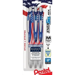 Pentel EnerGel RTX Gel Pen, Medium Tip, Black Ink, 3/Pack (BL77USABP3A)