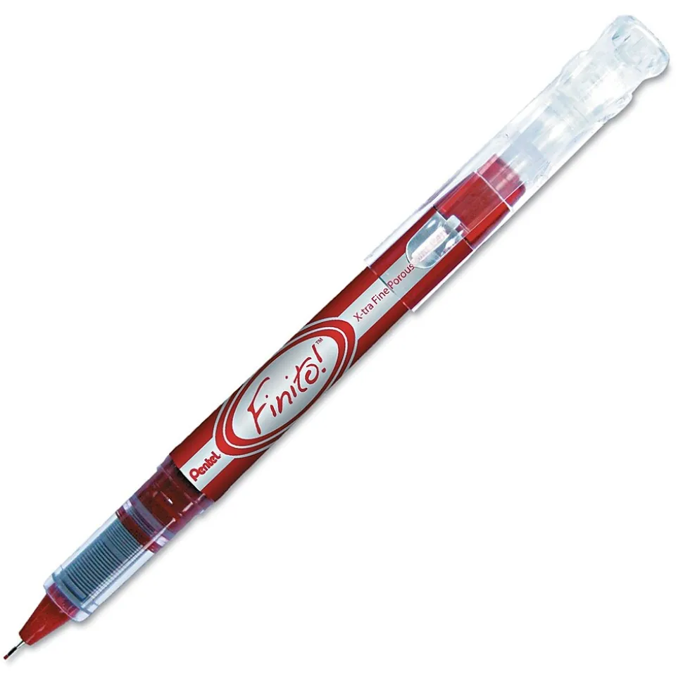 Pentel® Finito! X-tra Porous Point Pen, Fine Point, Red Ink (PENSD98B)