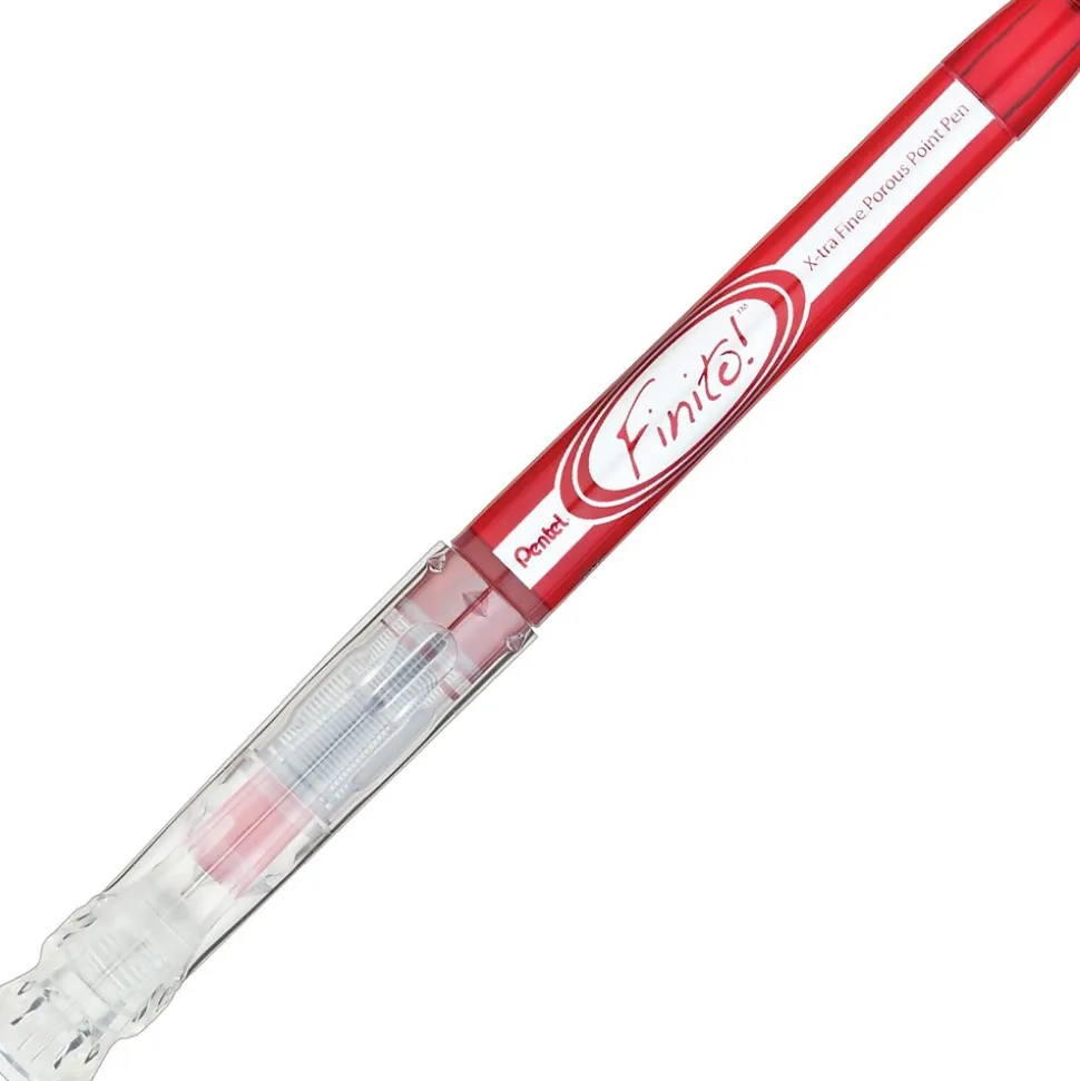 Pentel® Finito! X-tra Porous Point Pen, Fine Point, Red Ink (PENSD98B)