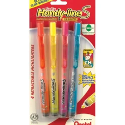 Pentel® Recycled Handy-Lines Slim Retractable Highlighters, 4/Pack (SXS15BPS4M)